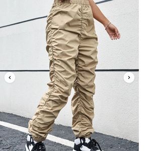 SHEIN Ruched sides tan pant ( Never Worn )